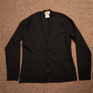 Talbots Button V-Neck Cardigan Sweater Black Small